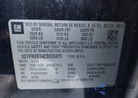 2012 Cadillac Srx Performance Collection z USA, uszkodzony, nr VIN 3GYFNEE34CS628470